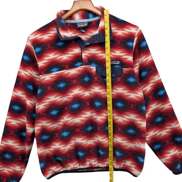 Patagonia Synchilla Snap T Fleece Jacket Womens Red Blue Wild Desert Aztec Sz M - Picture 5 of 9
